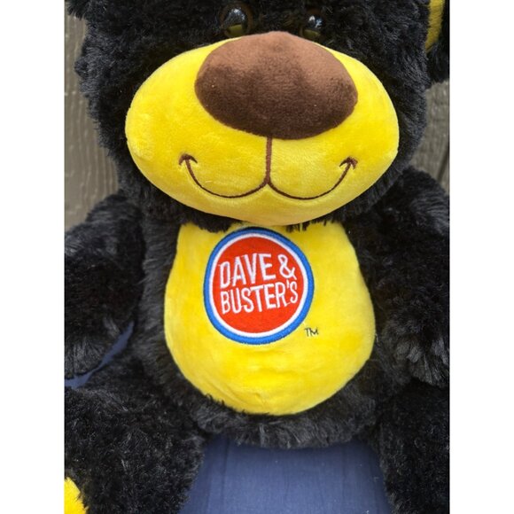 Dave & Busters Black & Yellow Plush Teddy Bear 19" Soft Stuffed Animal Toy Logo - Picture 3 of 10